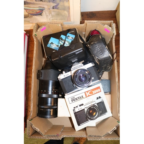 80 - Box of assorted Cameras and photographic items inc. Pentax 35mm