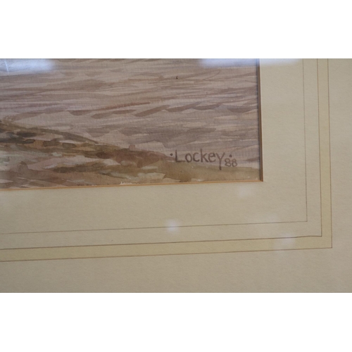 83 - Large Framed Watercolour of a Estuary scene at Low tide by Geoffrey Lockey