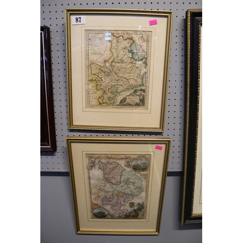 87 - Framed Map of Huntingdonshire by Thomas Kitchin dated 1748 & a Map of Huntingdonshire by T Moule 184... 