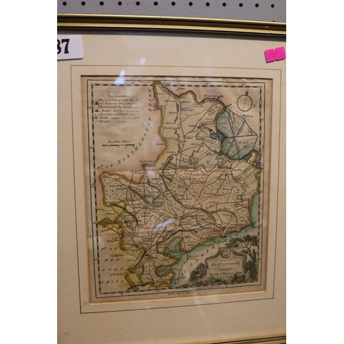 87 - Framed Map of Huntingdonshire by Thomas Kitchin dated 1748 & a Map of Huntingdonshire by T Moule 184... 