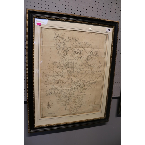 90 - Large Framed Map of Huntingdonshire by J Cary 41 x 51cm