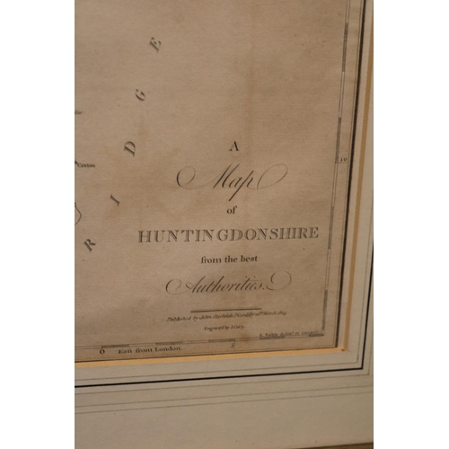 90 - Large Framed Map of Huntingdonshire by J Cary 41 x 51cm