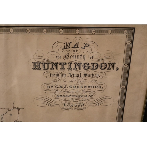 91 - Map of the County of Huntingdon by C & J Greenwood of London 77 x 60cm