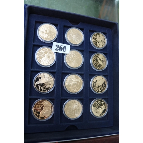 260 - Cased Set of 12 - The Centenary of the First World War Coin Collection Gold Plated with certificates