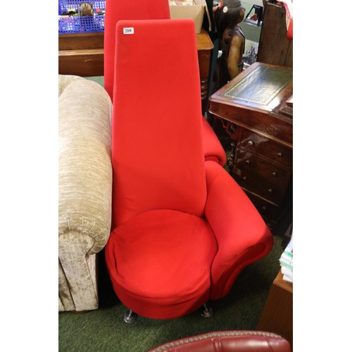 388 - Red Upholstered Potenza Chair with Chrome feet