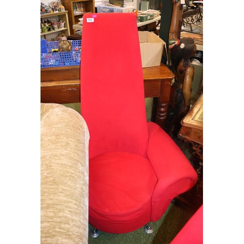 389 - Red Upholstered Potenza Chair with Chrome feet