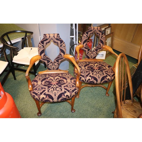 390 - Pair of Charles Winlove Upholstered Shaped Back Chairs