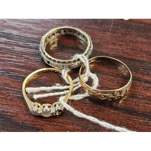 367 - 9ct Gold Rings 5g and a 18ct Gold Stone set ring 1.3g total