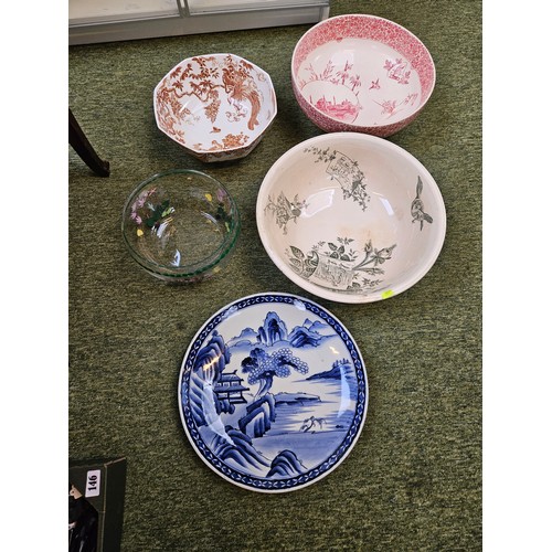 145 - Collection of assorted Ceramics inc. Royal Crown Derby Olde Avesbury bowl, Portmeirion botanical gla... 