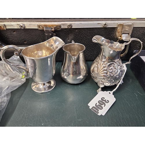 369D - Collection of 3 Silver Cream Jugs inc. Early 20thC and Later 208g total weight