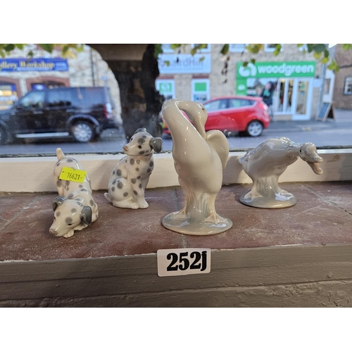 252J - 2 Lladro Dalmatian Puppies and 2 Lladro Geese