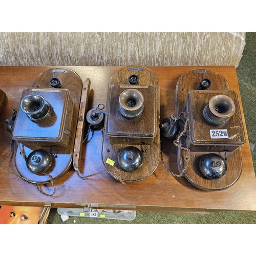 252W - Set of 3 The General Electric Switch Phone - Electro magnetic type in wooden cases