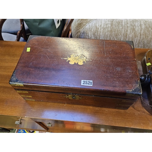 252X - Late 19thC Mahogany Writing slope with brass fittings and fitted interior