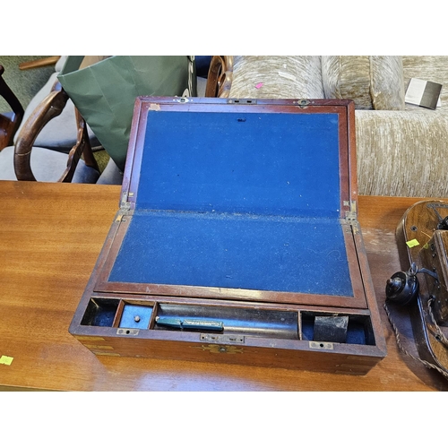 252X - Late 19thC Mahogany Writing slope with brass fittings and fitted interior