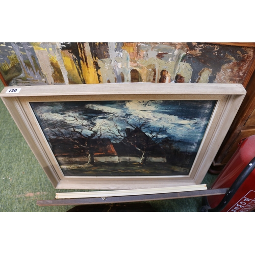 130 - Collection of assorted Framed pictures and prints inc. Impressionist Oil on panel of a Architectural... 