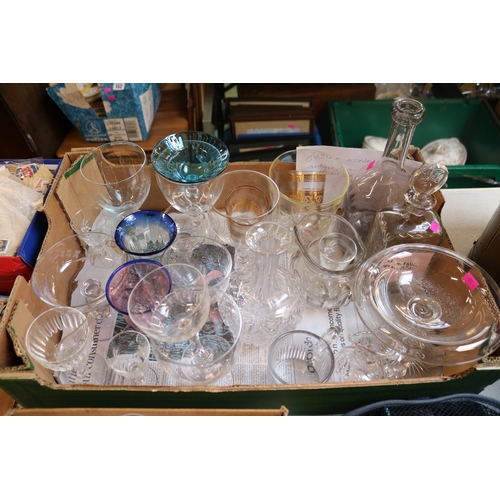 137 - Collection of assorted Glassware inc. 18thC Decanter, Custard Cups, Liqueur glasses etc