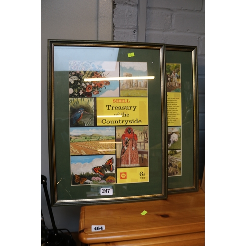 247 - 2 Framed Watercolour original Shell book covers 'Treasury of the Countryside by John Baker