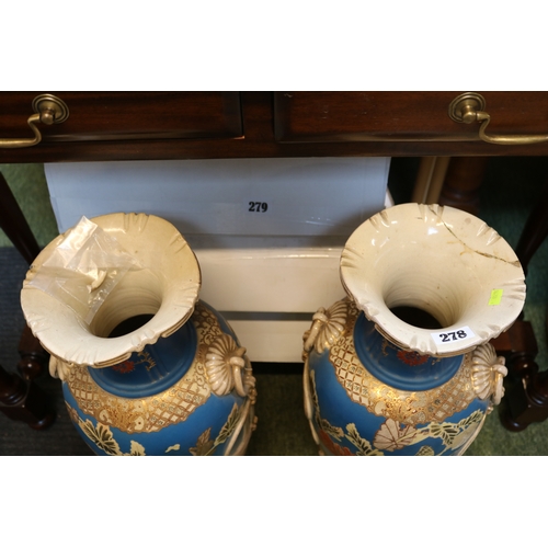 278 - Pair of Large Satsuma Blue ground vases