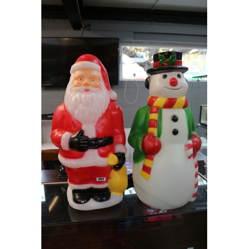 302 - Festive Light up Santa and matching Snowman figures 64cm in Height