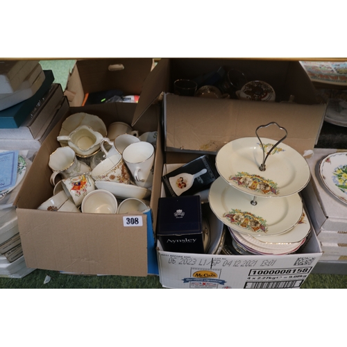 308 - 3 Boxes of Royal Commemorative Ceramics inc. Aynsley, Doulton etc