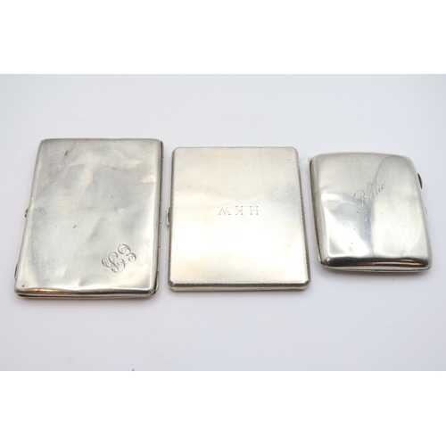 346 - Collection of 3 Silver Cigarette Cases 343g total weight