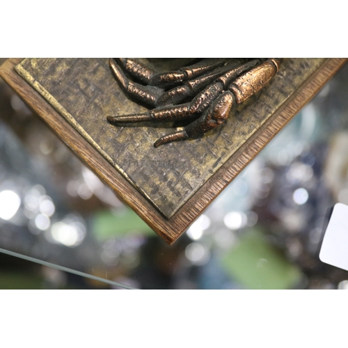 61 - Italian copper sculpture of a mud crab by Alfred Motelli signed to base with original gallery label ... 