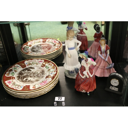 77 - Collection of Masons Christmas Plates, Royal Doulton Christmas Morn figure and a Paragon Lady Sybil,... 