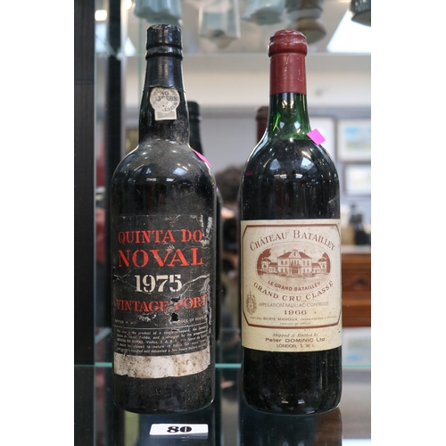 80 - Bottle of Quinta Do Noval 1975 and Chateau Batailley Grand Cru 1966