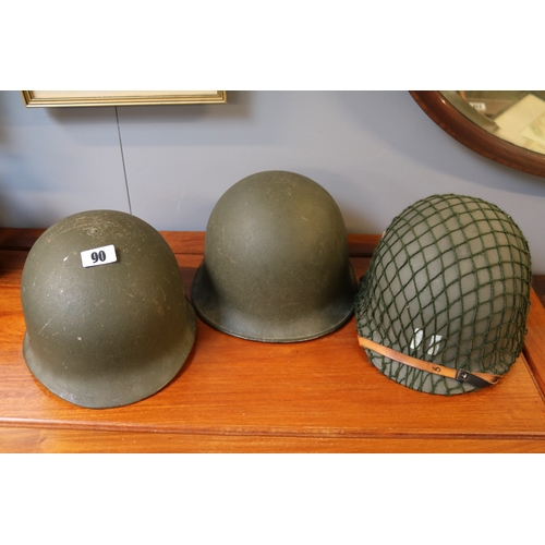 90 - Collection of 3 Military Helmets to include 1950s American Helmet, 1966 Helmet and another one