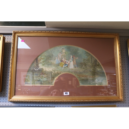 93 - Framed and mounted Goache entitled 'Design for a Fan'  by A Labarthe. Gallery label to reverse 56cm ... 