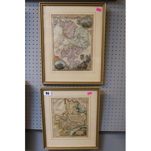 94 - Framed Map of Huntingdonshire by Thomas Kitchin dated 1748 & a Map of Huntingdonshire by T Moule 184... 