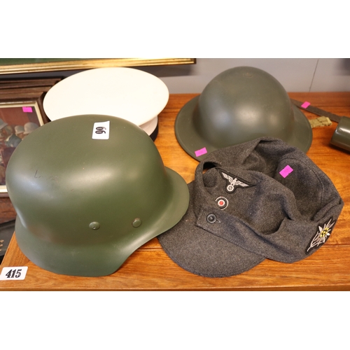 99 - Collection of 4 Reproductions Military Hats and Helmets