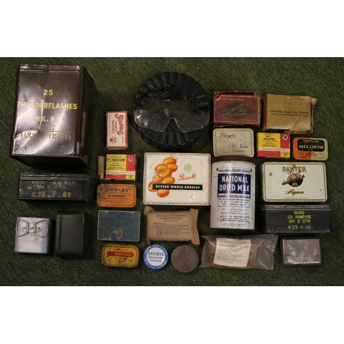 340B - Quantity of tins and packaging mostly of a Military example