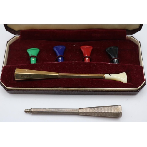 148 - Cased Dunhill of London 9ct Gold Art Deco Cigarette holder with assorted interchangeable mouthpieces... 