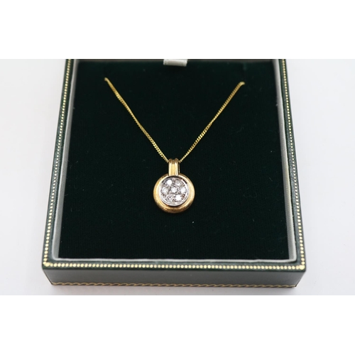 151 - Boxed Brooks & Bentley 9ct Gold Diamond Set Pendant. Seven Brilliant Cut Diamonds in Milligrain with... 