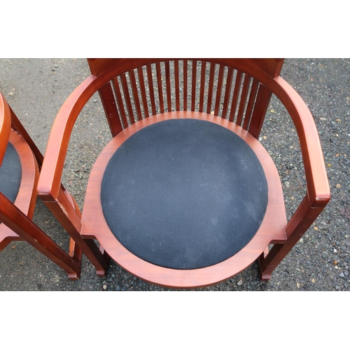 190 - Frank Lloyd Wright (1867 - 1959) Pair of Cherry Wood upholstered Barrel Chairs or Taliesin Barrel Ch... 