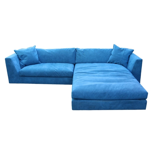 198 - Ligne Roset Blue Suede Corner Sofa 319016 sectional with removable cushions. 300cm in length x 200cm... 