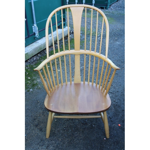 200 - 1970s Ercol Blonde Elm Stickback Windsor 3 seater sofa and Elbow chair - with removable cushions.