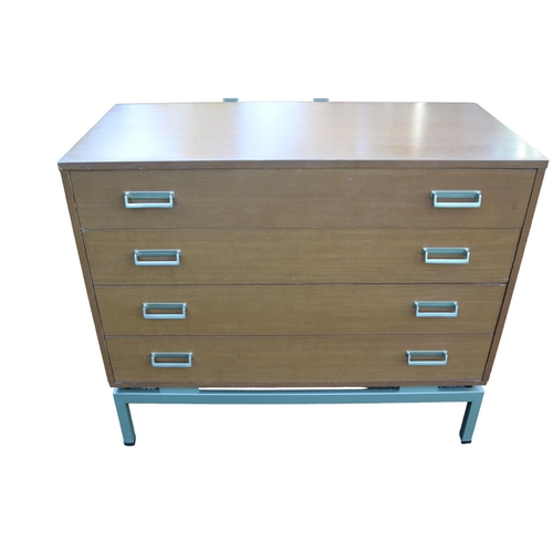 204 - G Plan Limba Chest of 5 drawers designed by Leslie G Dandy on floating metal base. 92cm in Length by... 