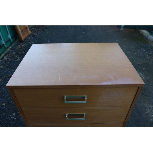 205 - G Plan Limba Tall Chest of Six drawers designed by Leslie G Dandy on floating metal base. 55.5cm in ... 