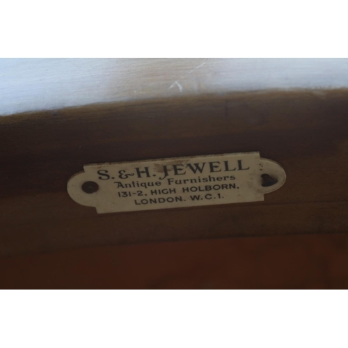 212 - Pair of S & H Jewell of 31 Little Street Holborn Edwardian Walnut Inlaid sitting room chairs with fi... 