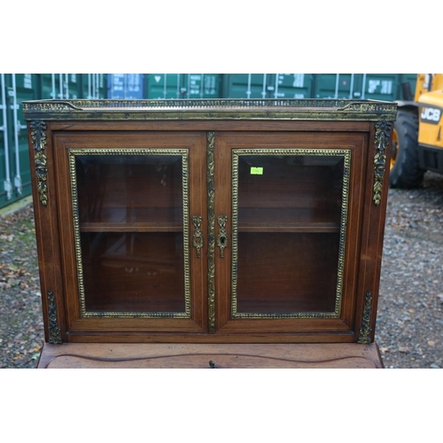 220 - French Louis XV Style Rosewood Bureau Bookcase with Parquetry Inlay and Ormalu Mounts, fitted interi... 