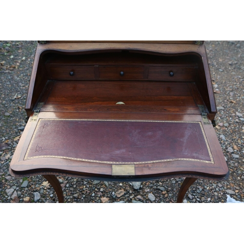 220 - French Louis XV Style Rosewood Bureau Bookcase with Parquetry Inlay and Ormalu Mounts, fitted interi... 