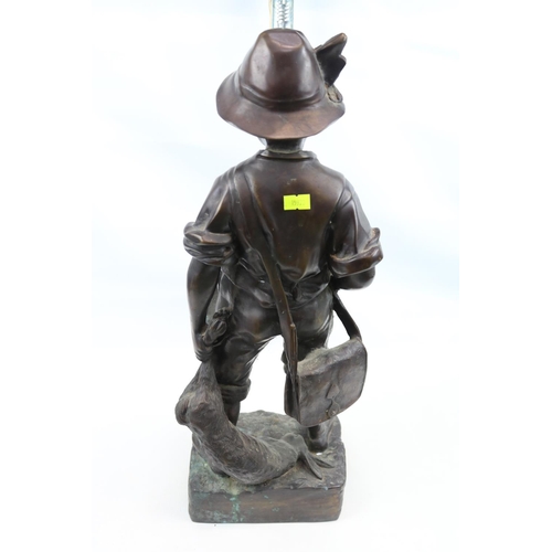 88 - After Auguste Moreau - A filled bronze figure of a boy poacher, carrying his catch and wearing hat a... 