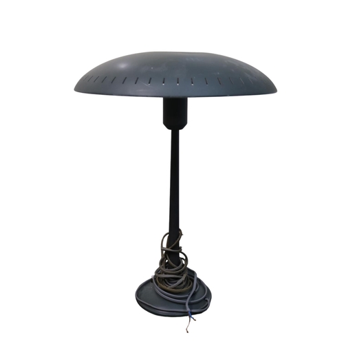 104 - Louis-Kalff lamp Phillips Bauhaus style table light of grey shade and stem. 57cm in Height