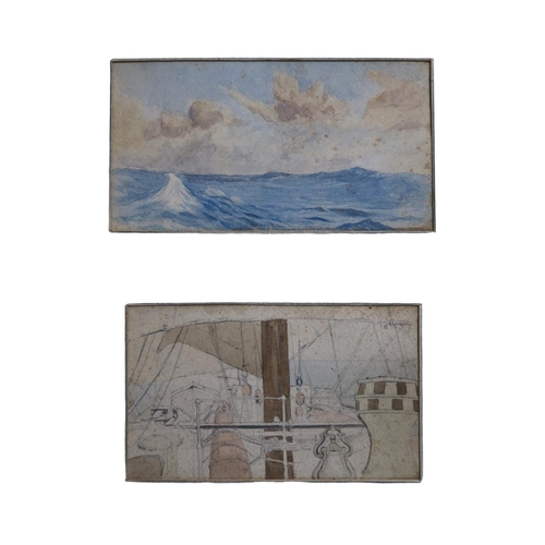 117 - John Everett 1876 - 1949. Maritime interest 2 Watercolour sketches drawn aboard the barque 'Iquique'... 