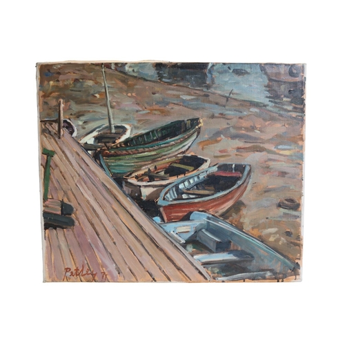 120 - Llewellyn Petley Jones (1908-1986) Sailing boats on a river oil on canvas initialled and dated '71. ... 