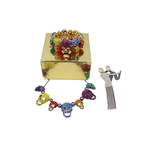 144 - Wilson & Butler Colourful Skull Bangle with matching necklace and a Wilson & Butler Dancing couple B... 