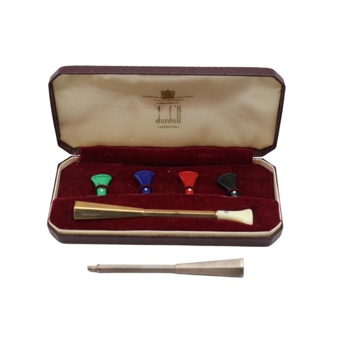 148 - Cased Dunhill of London 9ct Gold Art Deco Cigarette holder with assorted interchangeable mouthpieces... 