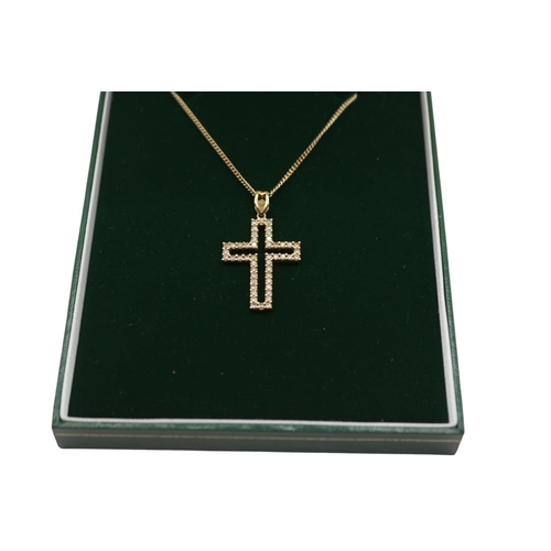 152 - Good Quality 18ct Gold Diamond set Cross 1.00ct total weight, 7g total weight